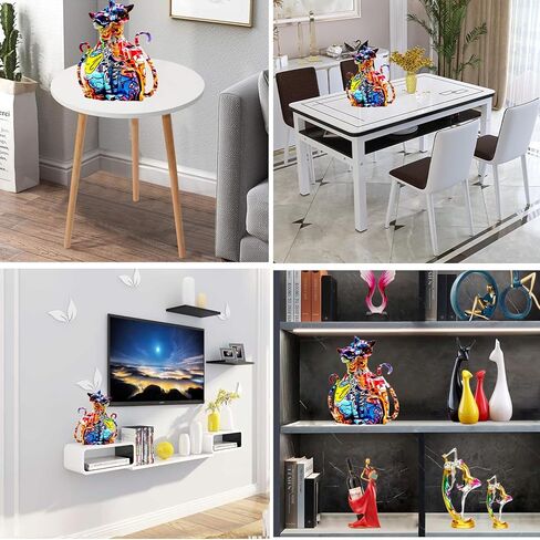 Graffiti Egyptian Cat Statue Kitty Sculpture Animal Art Figurine Home Decor Decoration for Living Room Bedroom Book Shelf Cabinet Desk Table Top Centerpieces Ornaments (Multi A) in Saudi Arabia