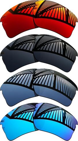 4 Pairs Replacement Lenses for Oakley Quarter Jacket OO9200 Sunglasses - Solid Black+Titanium+Ice Blue+Fire Red in Saudi Arabia