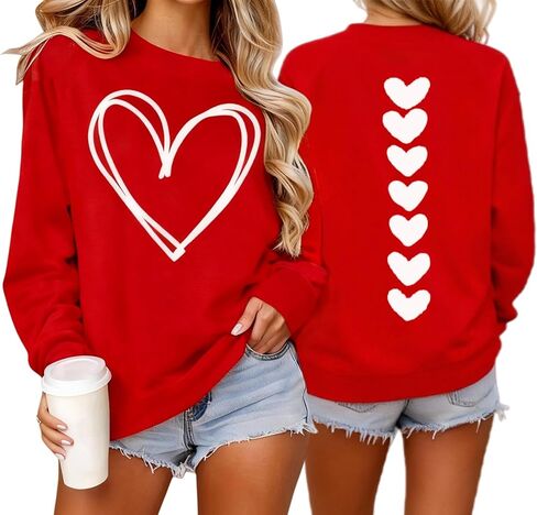 Valentine Heart Shirt for Women Cute Love Graphic Shirt Casual Long Sleeve Top Valentine Romantic Gift in Saudi Arabia