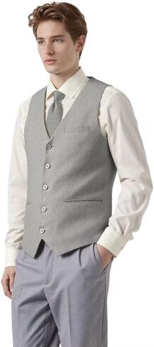 Bofan Linen Mens Suit Vest Beach Wedding Waistcoat Summer Casual Men Groomsmen Dress Vest in Saudi Arabia