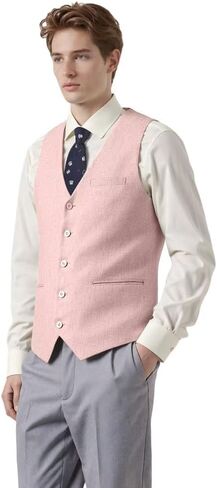 Bofan Linen Mens Suit Vest Beach Wedding Waistcoat Summer Casual Men Groomsmen Dress Vest in Saudi Arabia
