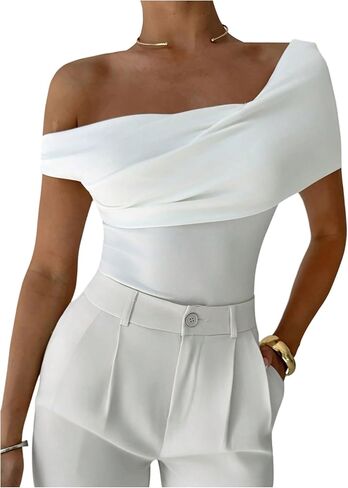 Floerns Women's Elegant Off The Shoulder Tops Short Sleeve Ruched Business Casual T Shirts in Saudi Arabia