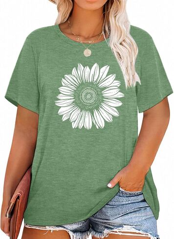 تي شيرت حريمي برسومات ديزي بمقاس كبير، قمصان صيفية لطيفة بأكمام قصيرة، قمصان كاجوال فضفاضة للسيدات in Kuwait