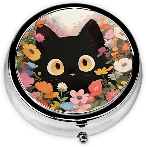 Pill Box 3 Compartment Pocket Cute Small Pill Organizer Mini Metal Pill Holder Travel Portable for Woman Old People and Kids - Vintage Blue Flower in Saudi Arabia