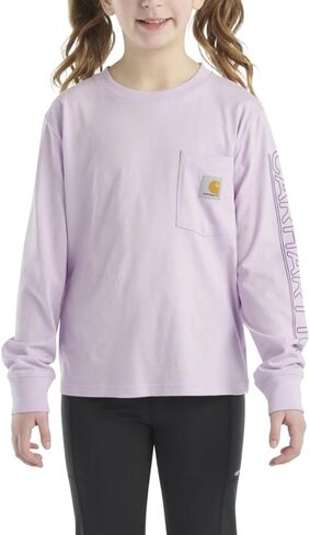 Carhartt Toddler Little Girls CA7071 Long-Sleeve Graphic Pocket T-Shirt, Crocus Petal Purple - 4 Toddler (4T) in Saudi Arabia