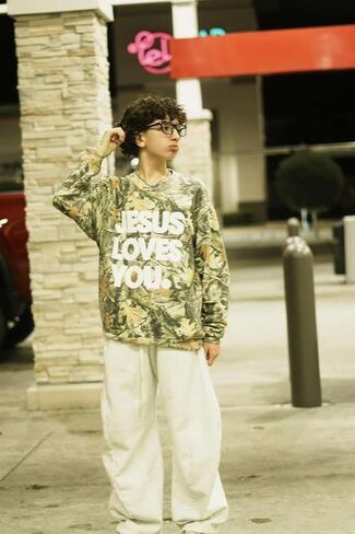 Jesus Loves You Camo Vintage Sweatshirt – Puff Print | Oversized Christian Streetwear in Saudi Arabia