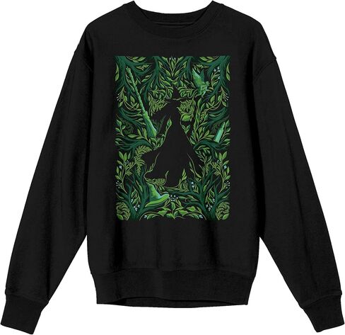 سويت شيرت Bioworld Wicked Elphaba Silhouette with Leafs and Vines Me's Black بياقة دائرية وأكمام قصيرة in Kuwait
