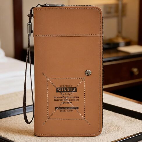 Universal Luxury Light Brown Compact Magnetic Glossy Suede Water Resistant Wallet, Luxury Light Brown Compact Design with Magnetic Closure, Glossy Suede, Water Resistant in Saudi Arabia