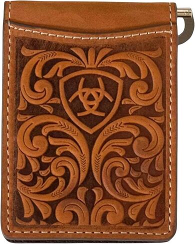 محفظة ARIAT Bifold Money Clip منقوشة، بني متوسط in Saudi Arabia