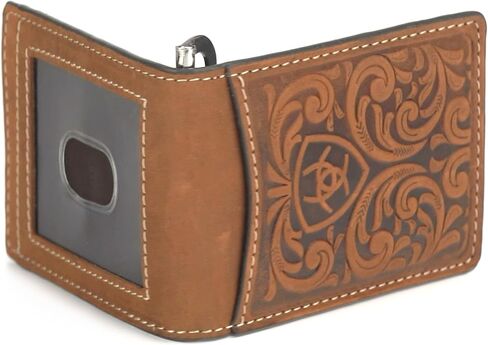 محفظة ARIAT Bifold Money Clip منقوشة، بني متوسط in Saudi Arabia