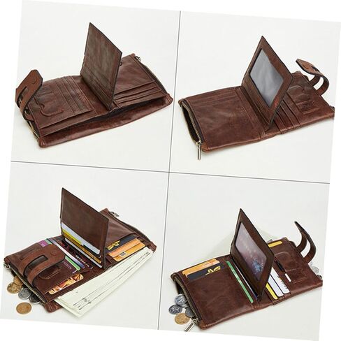 Men's Fashion Double Zippered Rfid Wallet Capacity Credit Card Holder Genuine Leather Clutch Purse in Kuwait