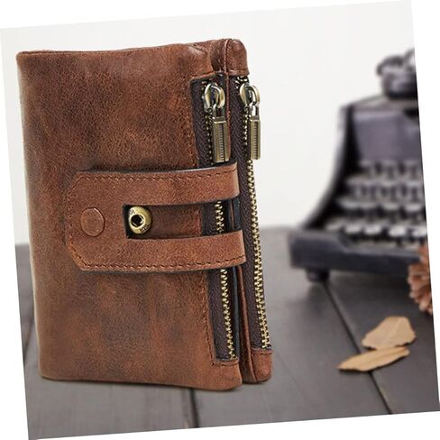 Men's Fashion Double Zippered Rfid Wallet Capacity Credit Card Holder Genuine Leather Clutch Purse in Kuwait