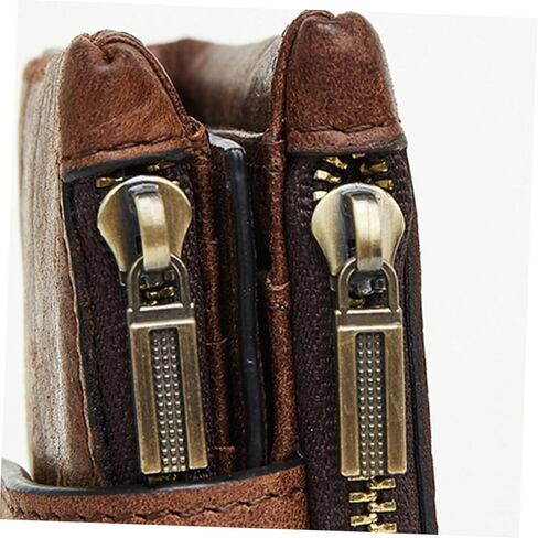 Men's Fashion Double Zippered Rfid Wallet Capacity Credit Card Holder Genuine Leather Clutch Purse in Kuwait