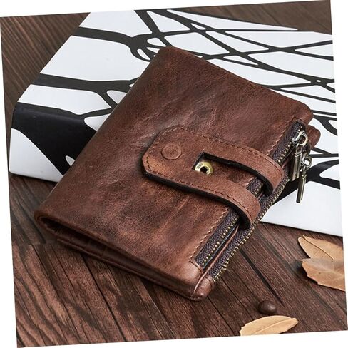 Men's Fashion Double Zippered Rfid Wallet Capacity Credit Card Holder Genuine Leather Clutch Purse in Kuwait