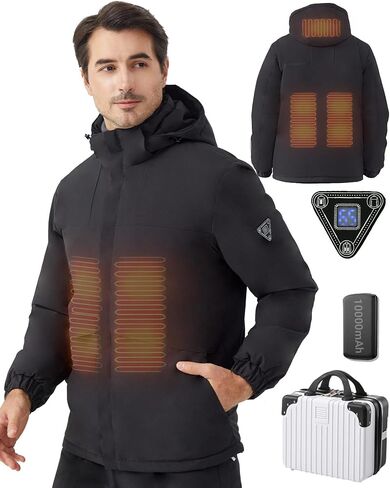 Heated Jackets for Men with Battery, Men's Heated Jacket, Waterproof, Heated Coat for Men, Detachable Hood in Saudi Arabia