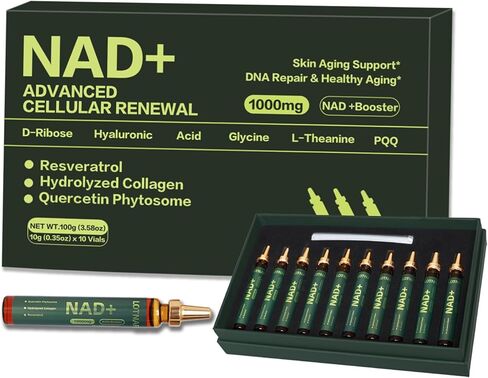 NAD+ مكمل الطاقة الخلوية مع نيكوتيناميد ريبوسيد، ريسفيراترول، CoQ10، د-ريبوز، نكهة التوت، 10 قوارير in Saudi Arabia