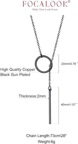 FOCALOOK Necklaces Earrings Jewelry Set, Black Vertical Bar Pendant Necklace and Bar Dangle Earrings in Kuwait