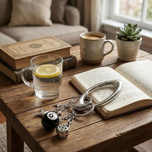 Large Star Carabiner Keychain 8 Ball Dice Charm Keychain Y2K Aesthetic Key Ring Cool Extra-Large Shiny Chrome in Saudi Arabia
