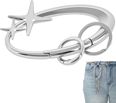 Large Star Carabiner Keychain 8 Ball Dice Charm Keychain Y2K Aesthetic Key Ring Cool Extra-Large Shiny Chrome in Saudi Arabia