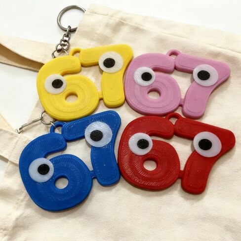 Funny Six Seven Keychain, 67 Meme Keychain 6-7 Popular Saying Funny Tiktok Slang Wording Backpack/Bag Charm Accessory in Saudi Arabia