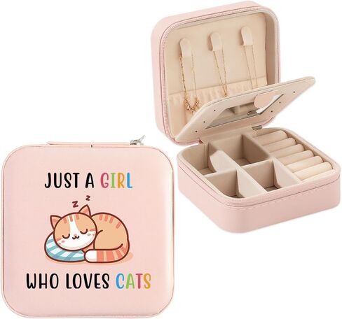 Cat Lover Gifts for Women Girl Cats Lady Cat Mom Christmas Mothers Day Gifts Cats Themed Gift for Women Friend Birthday Valentines Day Graduation Gift for Sister Daughter Travel Jewelry Box in Saudi Arabia