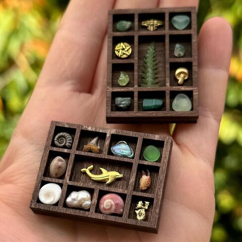 Miniature Wooden Display Case for Jewelry Trinkets Portable Dresser Top Organizer and Decor Shelf for Men and Women in Saudi Arabia