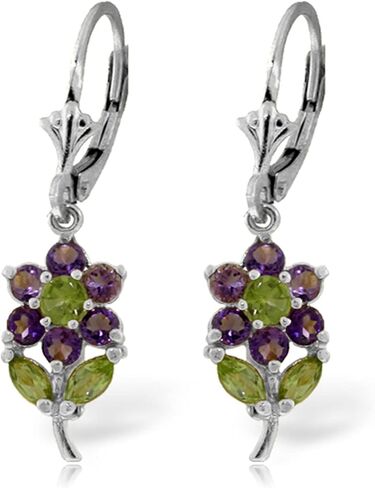 Galaxy Gold GG 14K Solid Gold Flower Earrings Amethysts Peridots in Saudi Arabia