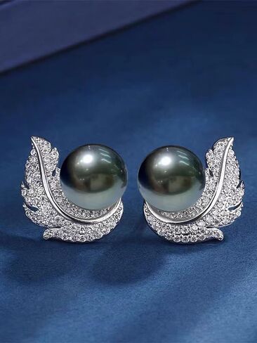 Gifts for Women Wife-Tahitian Black Pearl Earrings, Gift for Wife Wedding Birthday Anniversary Jewelry-Mothers Day Gifts for Mom,Valentines Day Christmas Day Gifts for Her in Saudi Arabia