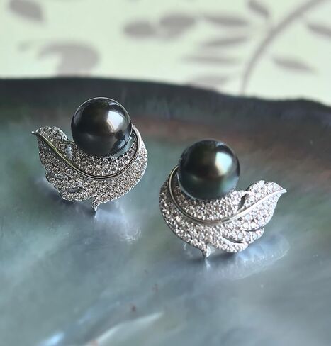 Gifts for Women Wife-Tahitian Black Pearl Earrings, Gift for Wife Wedding Birthday Anniversary Jewelry-Mothers Day Gifts for Mom,Valentines Day Christmas Day Gifts for Her in Saudi Arabia