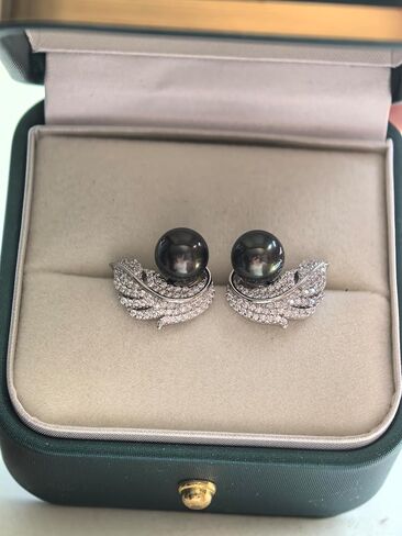 Gifts for Women Wife-Tahitian Black Pearl Earrings, Gift for Wife Wedding Birthday Anniversary Jewelry-Mothers Day Gifts for Mom,Valentines Day Christmas Day Gifts for Her in Saudi Arabia
