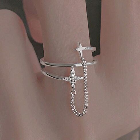 Adjustable Cross Ring for Women, Minimalist Open Band with Sparkling Crystals, Dainty Stackable Faith Jewelry in Saudi Arabia