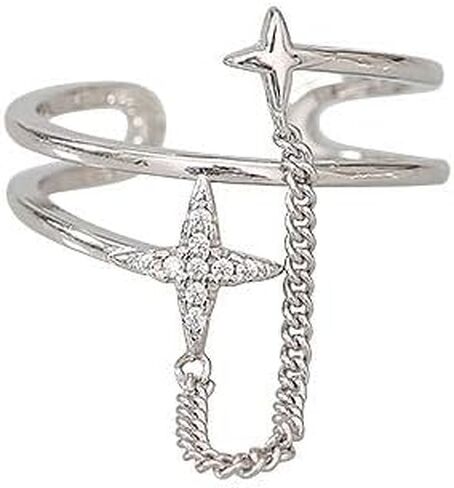 Adjustable Cross Ring for Women, Minimalist Open Band with Sparkling Crystals, Dainty Stackable Faith Jewelry in Saudi Arabia