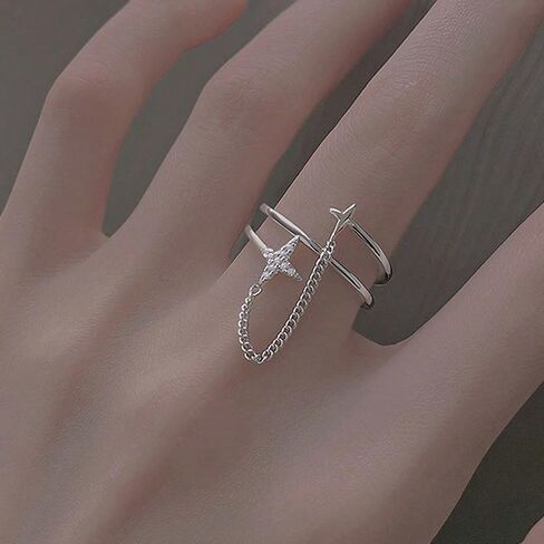 Adjustable Cross Ring for Women, Minimalist Open Band with Sparkling Crystals, Dainty Stackable Faith Jewelry in Saudi Arabia