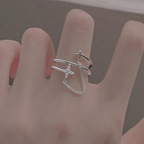 Adjustable Cross Ring for Women, Minimalist Open Band with Sparkling Crystals, Dainty Stackable Faith Jewelry in Saudi Arabia