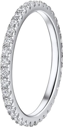 14K Gold Plated Stackable Ring - Timeless Eternity Bands Adorned with Genuine CZ Simulated Diamonds, Ideal for Women Who Cherish Glamour and Adaptable Style in Saudi Arabia