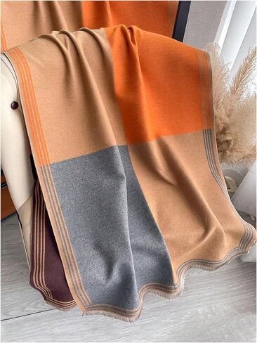 GORGLITTER Women's Chunky Winter Warm Scarf Colorful Fringe Thick Warm Soft Scarves in Kuwait