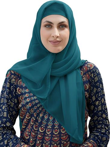 SARJANA Women's Solid Color Georgette Hijab Scarf Fashion Long Scarves Lightweight Head Wrap FREE SIZE in Saudi Arabia