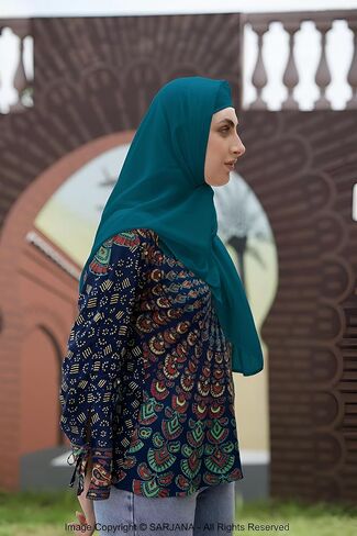 SARJANA Women's Solid Color Georgette Hijab Scarf Fashion Long Scarves Lightweight Head Wrap FREE SIZE in Saudi Arabia