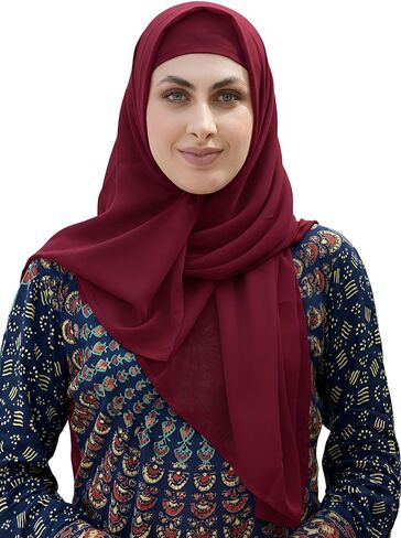 SARJANA Women's Solid Color Georgette Hijab Scarf Fashion Long Scarves Lightweight Head Wrap FREE SIZE in Saudi Arabia