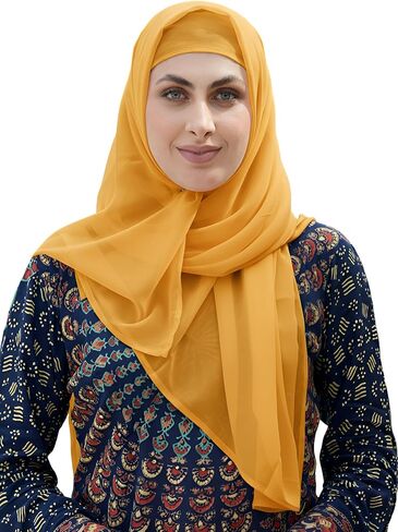 SARJANA Women's Solid Color Georgette Hijab Scarf Fashion Long Scarves Lightweight Head Wrap FREE SIZE in Saudi Arabia