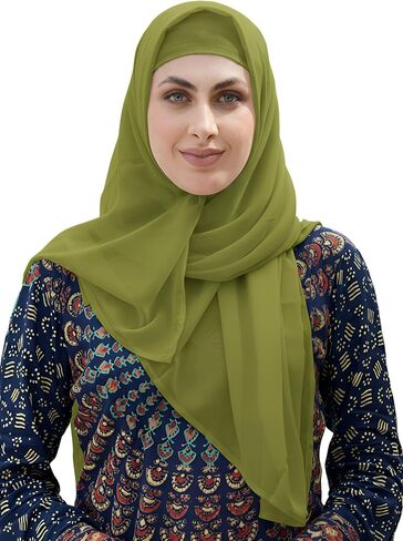 SARJANA Women's Solid Color Georgette Hijab Scarf Fashion Long Scarves Lightweight Head Wrap FREE SIZE in Saudi Arabia