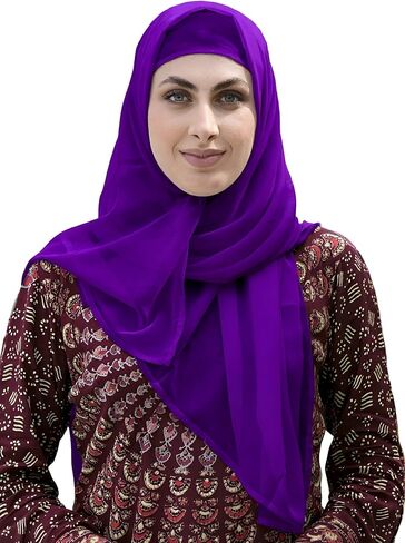 SARJANA Women's Solid Color Georgette Hijab Scarf Fashion Long Scarves Lightweight Head Wrap FREE SIZE in Saudi Arabia