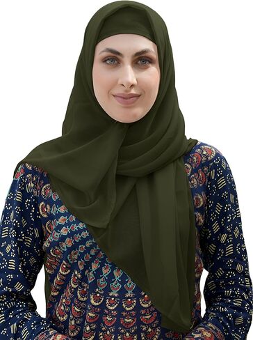 SARJANA Women's Solid Color Georgette Hijab Scarf Fashion Long Scarves Lightweight Head Wrap FREE SIZE in Saudi Arabia