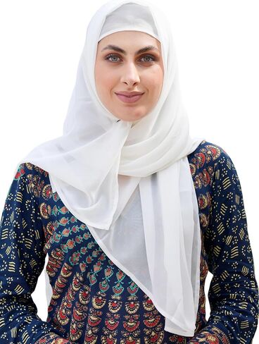 SARJANA Women's Solid Color Georgette Hijab Scarf Fashion Long Scarves Lightweight Head Wrap FREE SIZE in Saudi Arabia