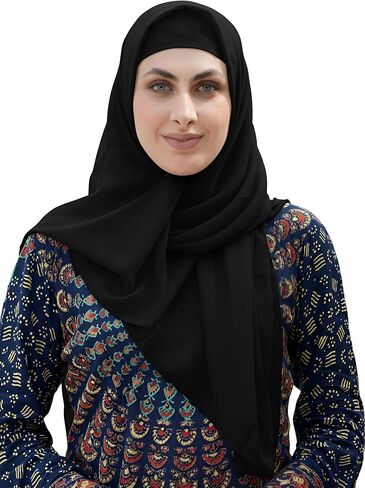 SARJANA Women's Solid Color Georgette Hijab Scarf Fashion Long Scarves Lightweight Head Wrap FREE SIZE in Saudi Arabia