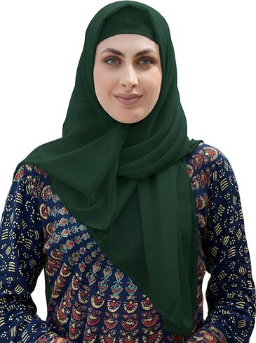 SARJANA Women's Solid Color Georgette Hijab Scarf Fashion Long Scarves Lightweight Head Wrap FREE SIZE in Saudi Arabia