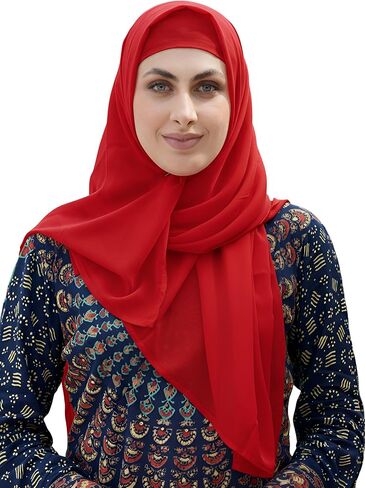 SARJANA Women's Solid Color Georgette Hijab Scarf Fashion Long Scarves Lightweight Head Wrap FREE SIZE in Saudi Arabia
