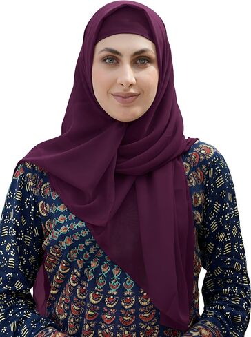 SARJANA Women's Solid Color Georgette Hijab Scarf Fashion Long Scarves Lightweight Head Wrap FREE SIZE in Saudi Arabia
