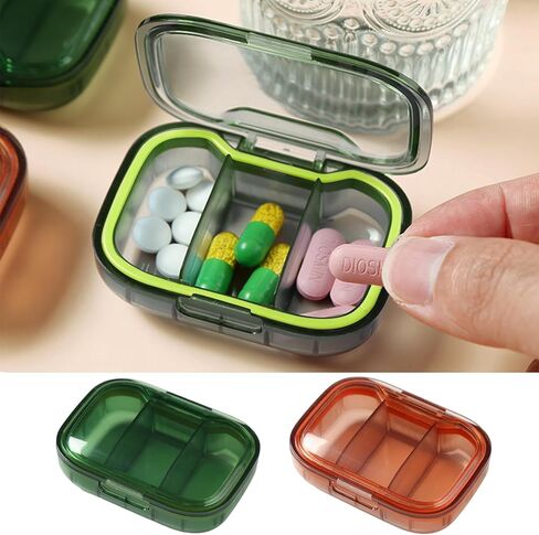 1 PCS Portable Pill Box with 3 Compartments Travel Medicine Organizer Case for Daily Medication Storage,Black in Saudi Arabia