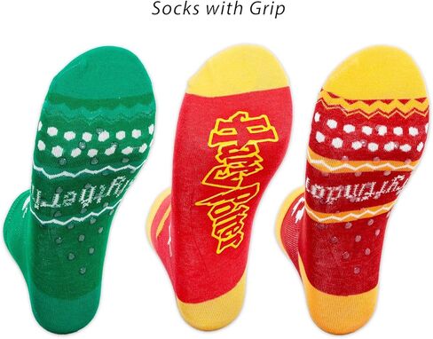 Harry Potter Gripper Socks for Women - Bundle with 3 Pairs of Non-Slip Ankle Socks Featuring Hogwarts Houses Gryffindor, Slytherin, More Plus Stickers | Harry Potter Apparel Gift Set for Teens, Girls in Saudi Arabia